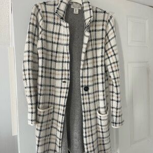 Rachel Zoe Cream and Black Plaid Trench Coat